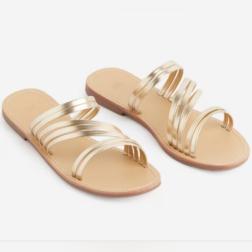 H&M Gold Tone Slip-On Sandals